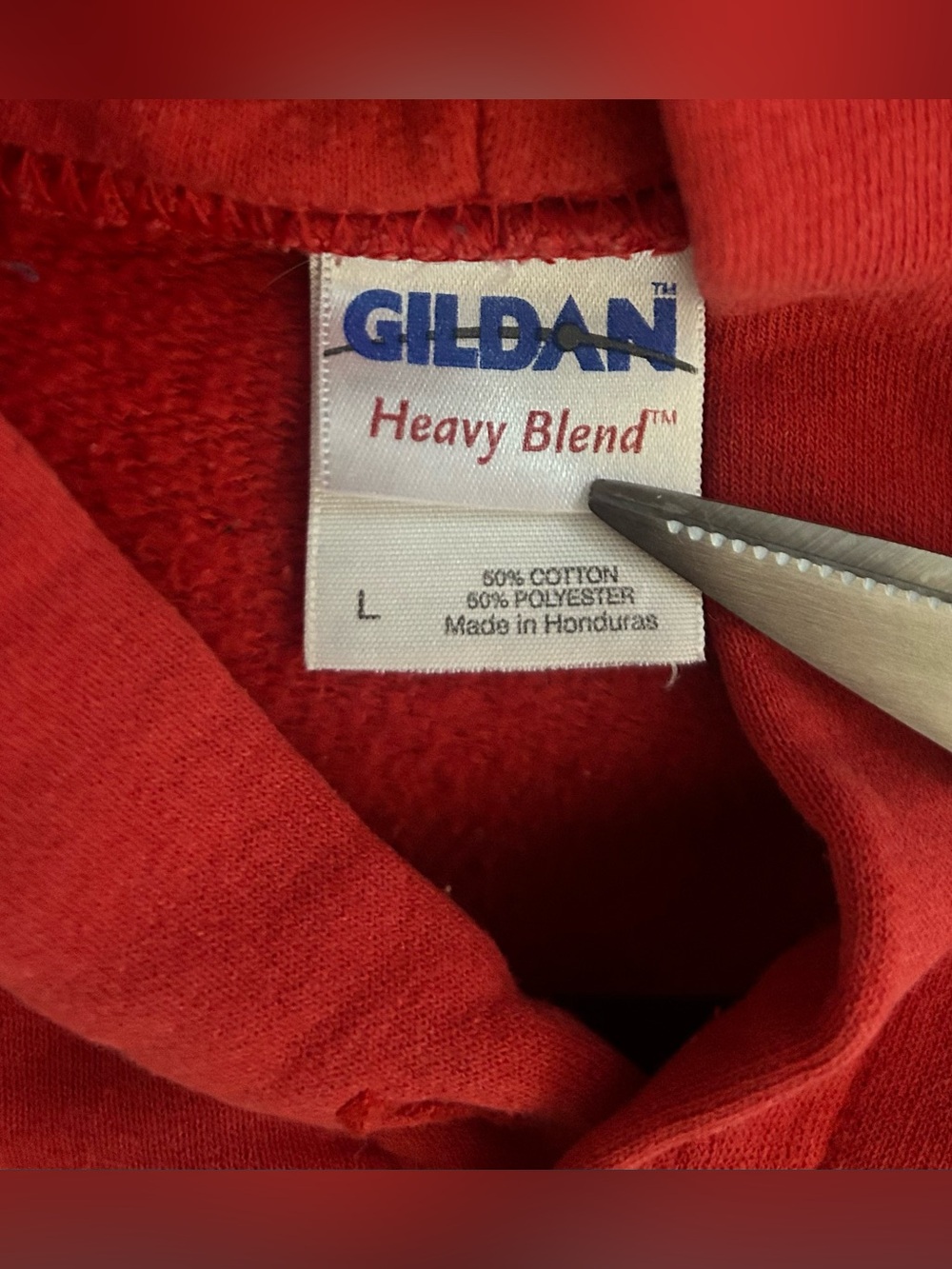 Gildan Red Hooded Sweatshirt with White “Catalina Scuba Luv” Graphic - Picture 4 of 6